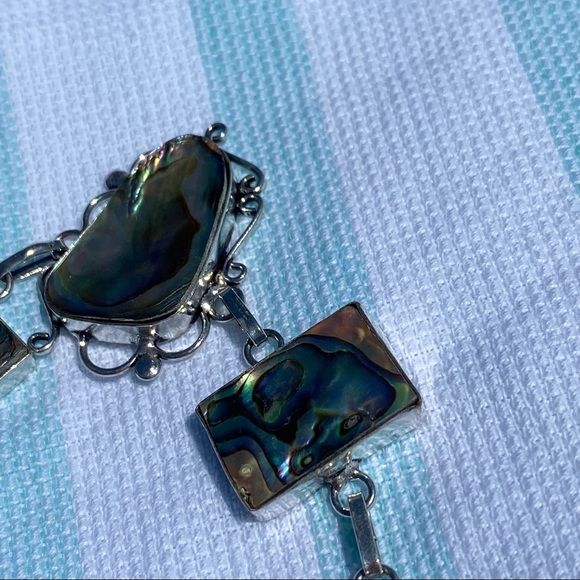 Stunning Abalone statement 5 gem cluster bracelet - Picture 5 of 10